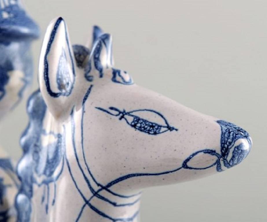 Danish Bjorn Wiinblad Figurine from the Blue House, Candlestick Rider on Horseback