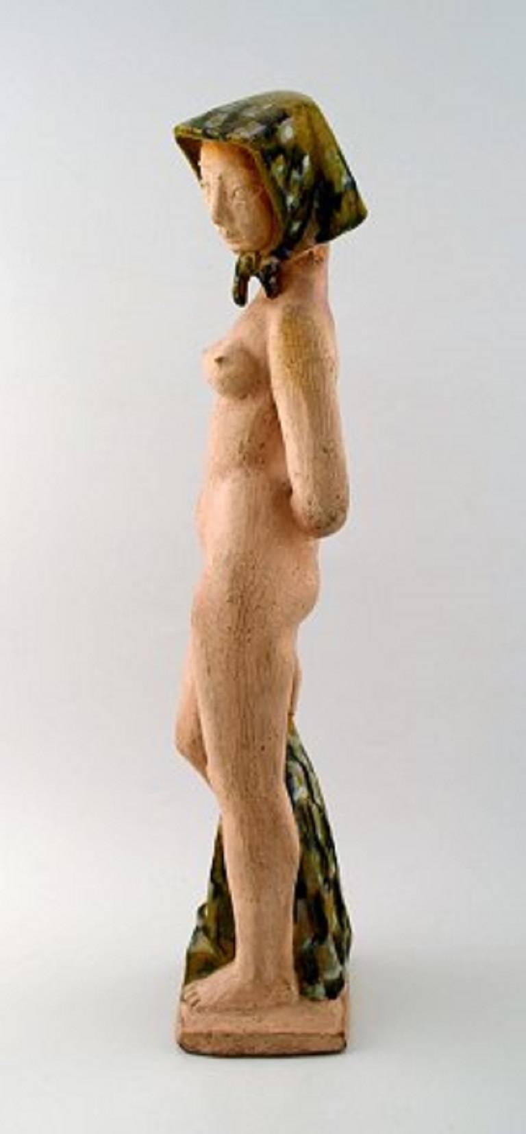 Scandinavian Modern Helge Christoffersen, Own Workshop, Very Large Unique Figure of Nude Young Model