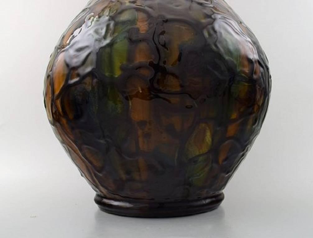 Mid-20th Century Kähler, Denmark, Large Glazed Stoneware Floor Vase in Modern Design, 1930-1940s