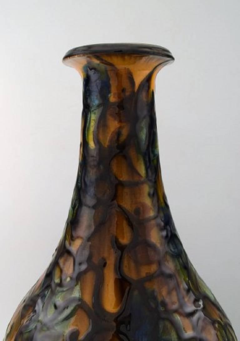 Danish Kähler, Denmark, Large Glazed Stoneware Floor Vase in Modern Design, 1930-1940s