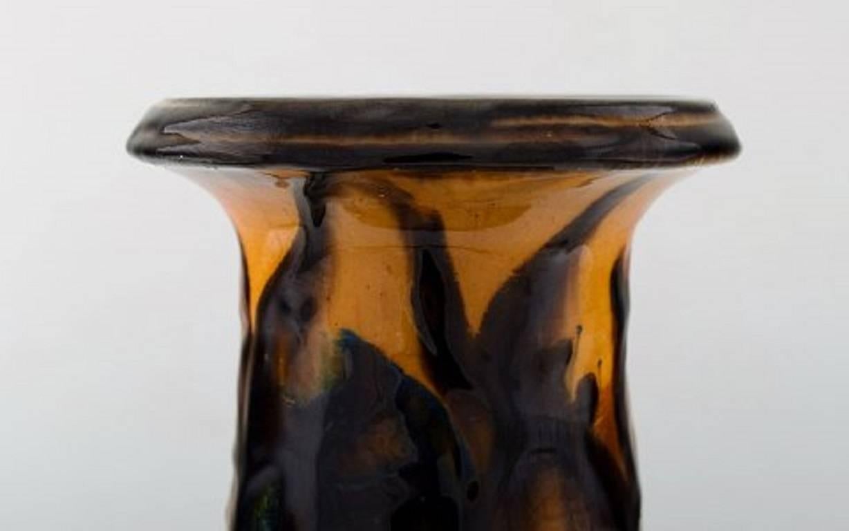 Kähler, Denmark, Large Glazed Stoneware Floor Vase in Modern Design, 1930-1940s In Excellent Condition In Copenhagen, DK