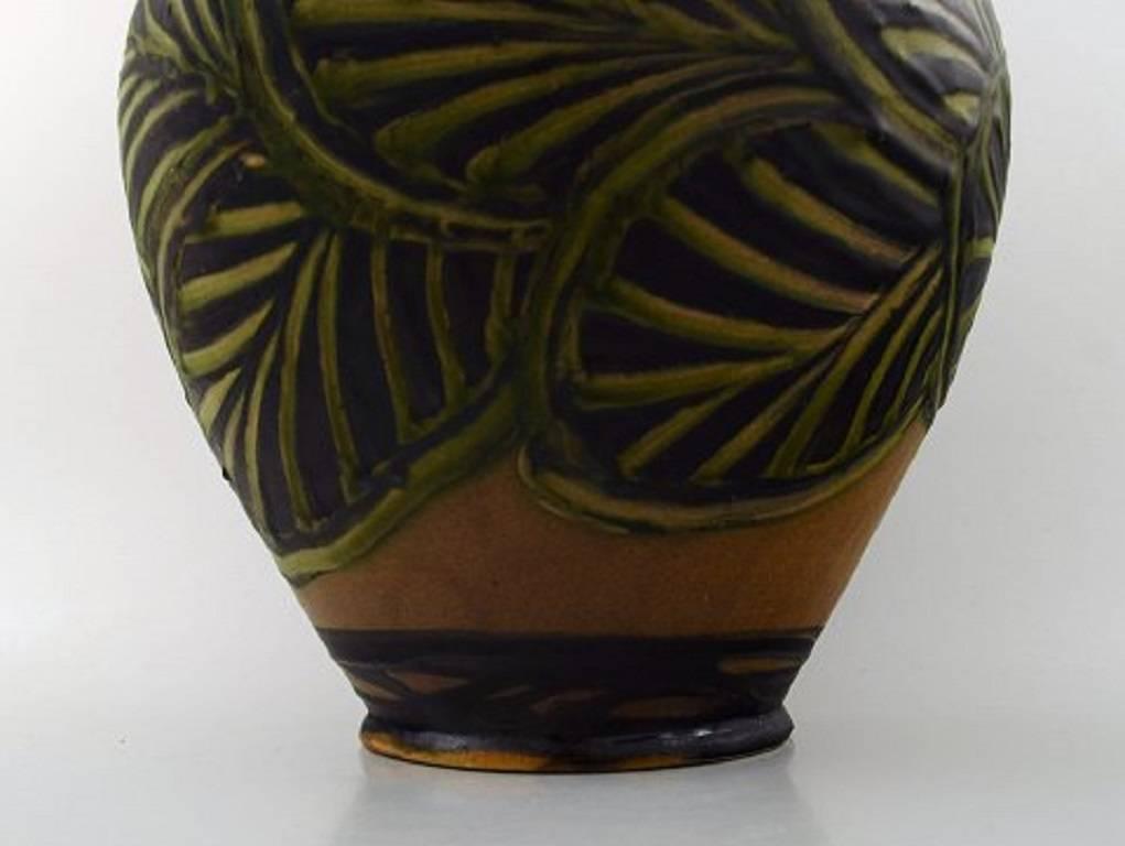 Mid-20th Century Kähler, Denmark, Large Glazed Stoneware Vase in Modern Design, 1930s-1940s