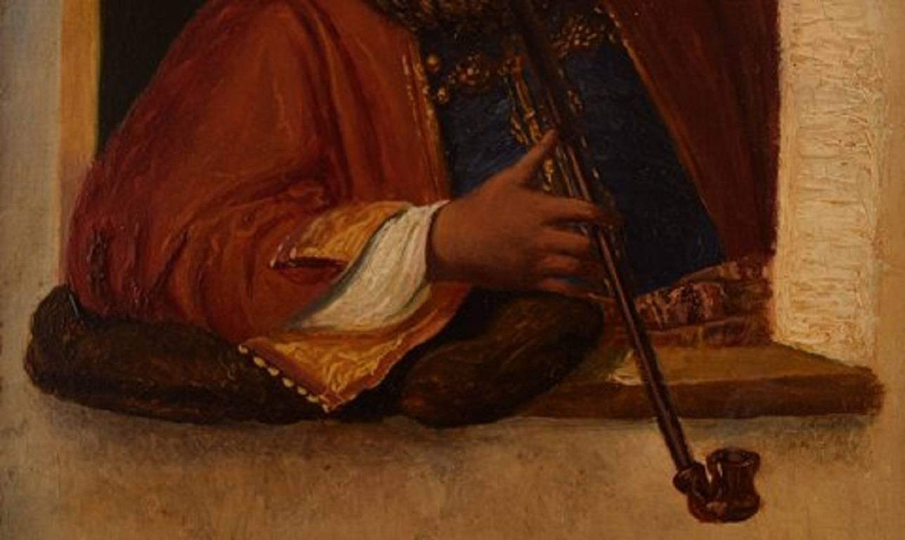 Painter Unknown, 19th Century, Pipe-Smoking Turk with Turban 1