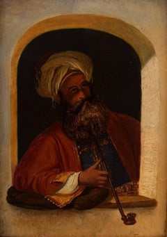 Painter Unknown, 19th Century, Pipe-Smoking Turk with Turban