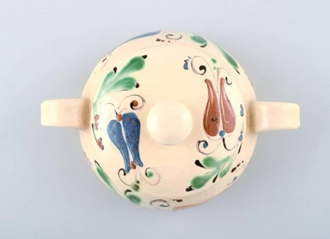 Scandinavian Modern Kähler, Denmark, Glazed Lidded Bowl with Handles, Stoneware, Stamped, 1930s For Sale