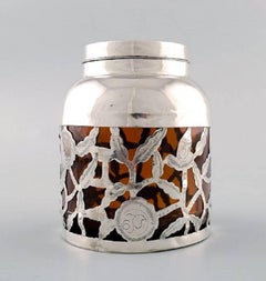 Tea Caddy / Lidded Jar, Sterling Silver / Glass