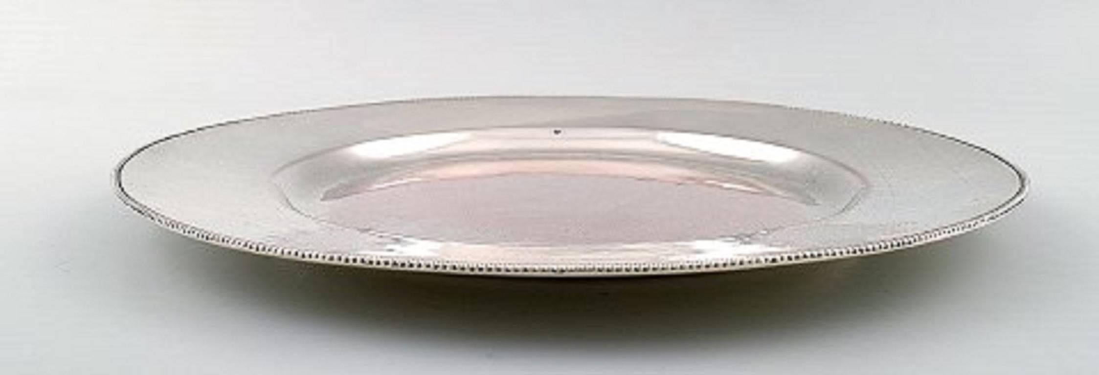 Art Deco Evald Nielsen Cover Plate of Hammered Sterling Silver with Beaded Border For Sale
