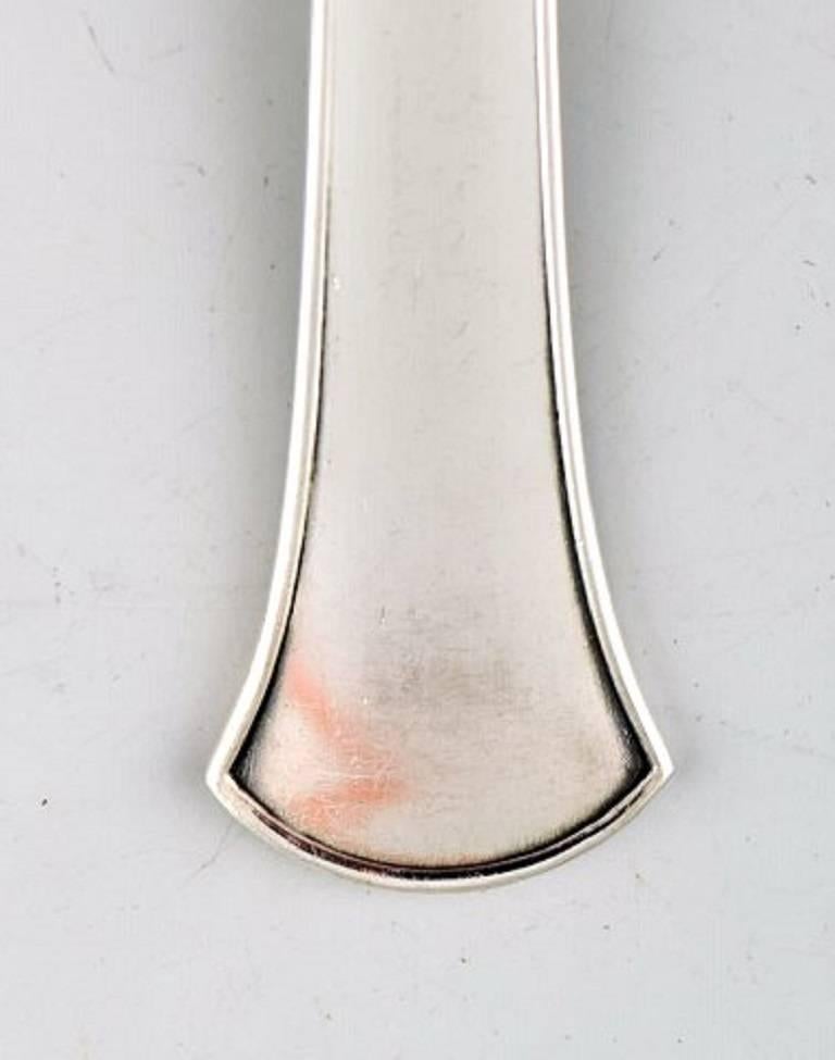 Danish Hans Hansen Silverware Number 5, Seven Dessert Spoons in Sterling Silver