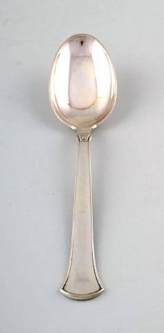 Hans Hansen Silverware Number 5, Seven Dessert Spoons in Sterling Silver