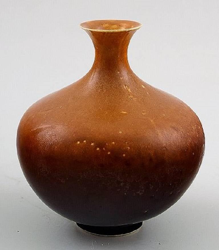 Yngve Blixt for Höganäs, Collection of Unique Ceramic Vases in Brown Glazes In Good Condition In Copenhagen, DK