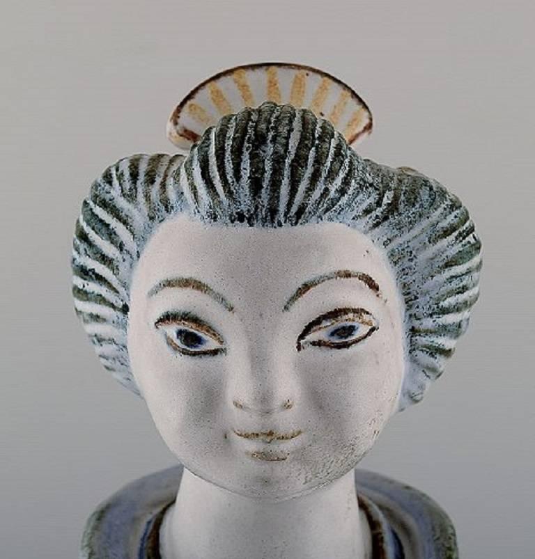 Danish Large, Rare Hjorth 'Bornholm' Glazed Stoneware Figure, Japanese, G. Kudielka