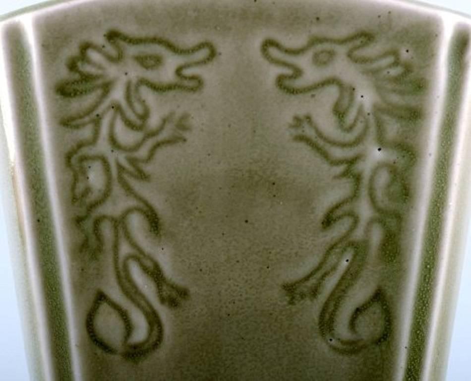 20th Century Chinese Ceramic Vase in Celadon Glaze with Dragon Motifs