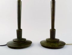 Just Andersen Style, a Pair of Table Lamps of Bronze, Denmark, 1940s