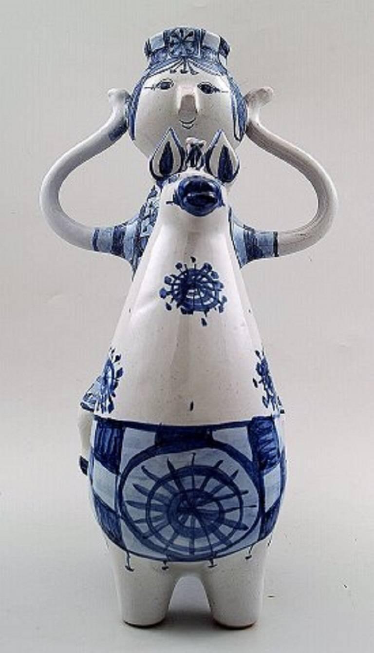 Scandinavian Modern Rare Bjorn Wiinblad Figure from the Blue House, Figure or Candlestick