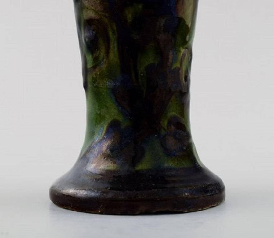 Danish Kähler, Denmark, Glazed Stoneware Vase, Trumpet-Shaped For Sale