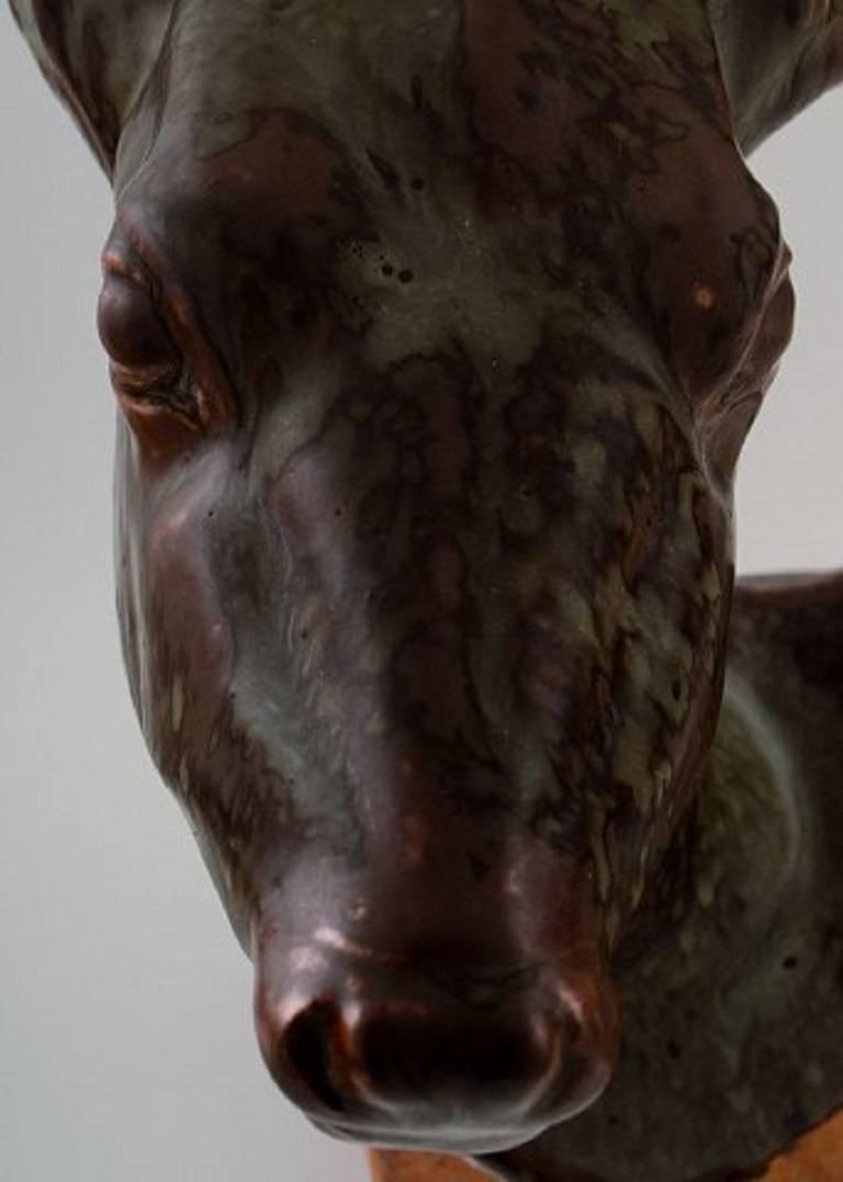 Danish Karl Otto Johansen 'Deer Head' Large Figure of Stoneware, B & G