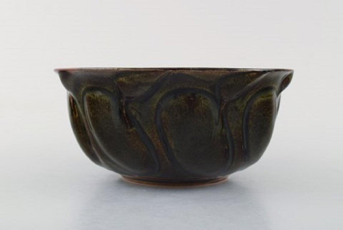 Scandinavian Modern Axel Salto for Royal Copenhagen, Stoneware Bowl, Modeled in Organic Form