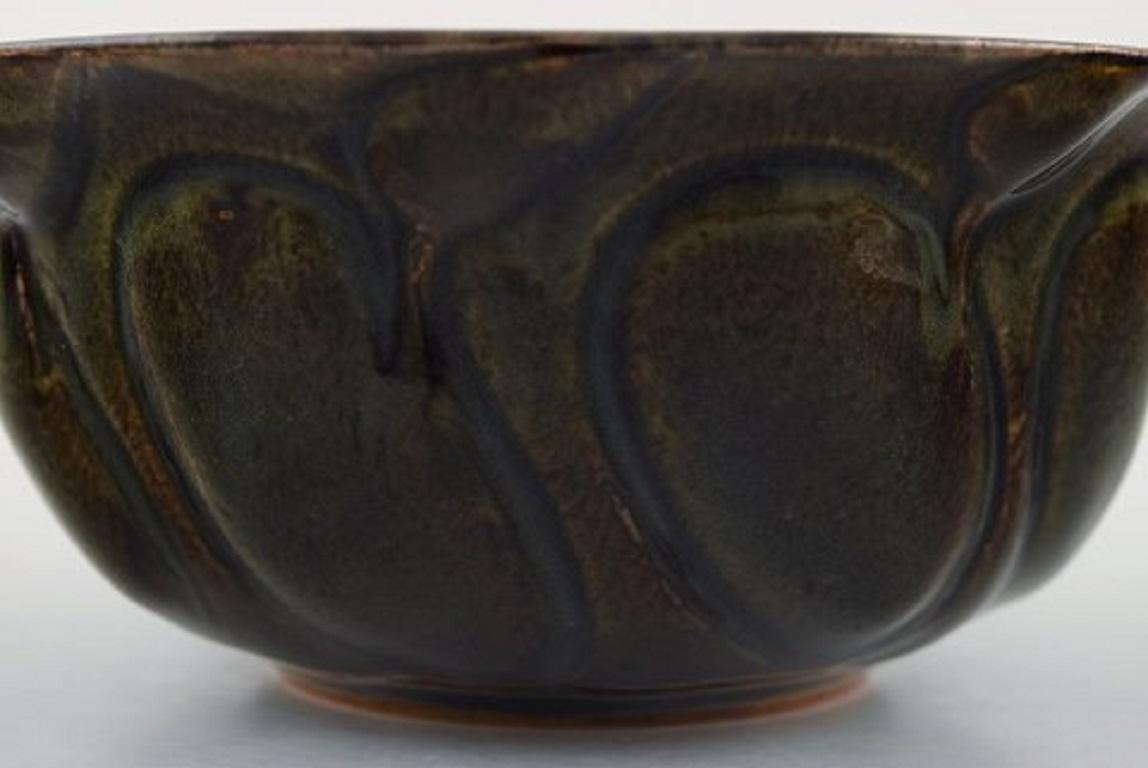 Axel Salto for Royal Copenhagen, Stoneware Bowl, Modeled in Organic Form 1