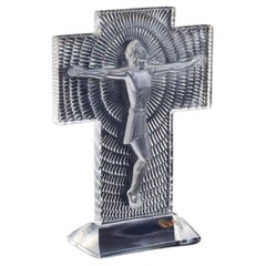 Rene Lalique, rare and early sculpture of Christ on the cross. 1930s.