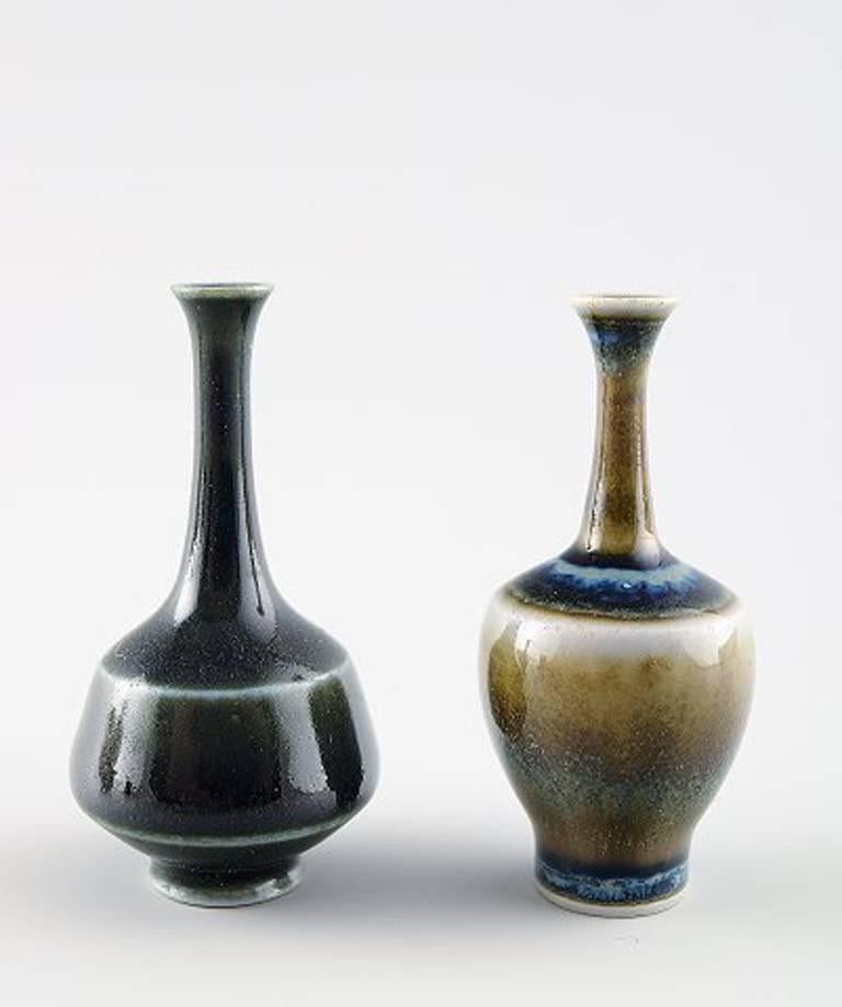 Scandinavian Modern Collection of Höganäs Miniature Vases, a Total of Seven Pieces