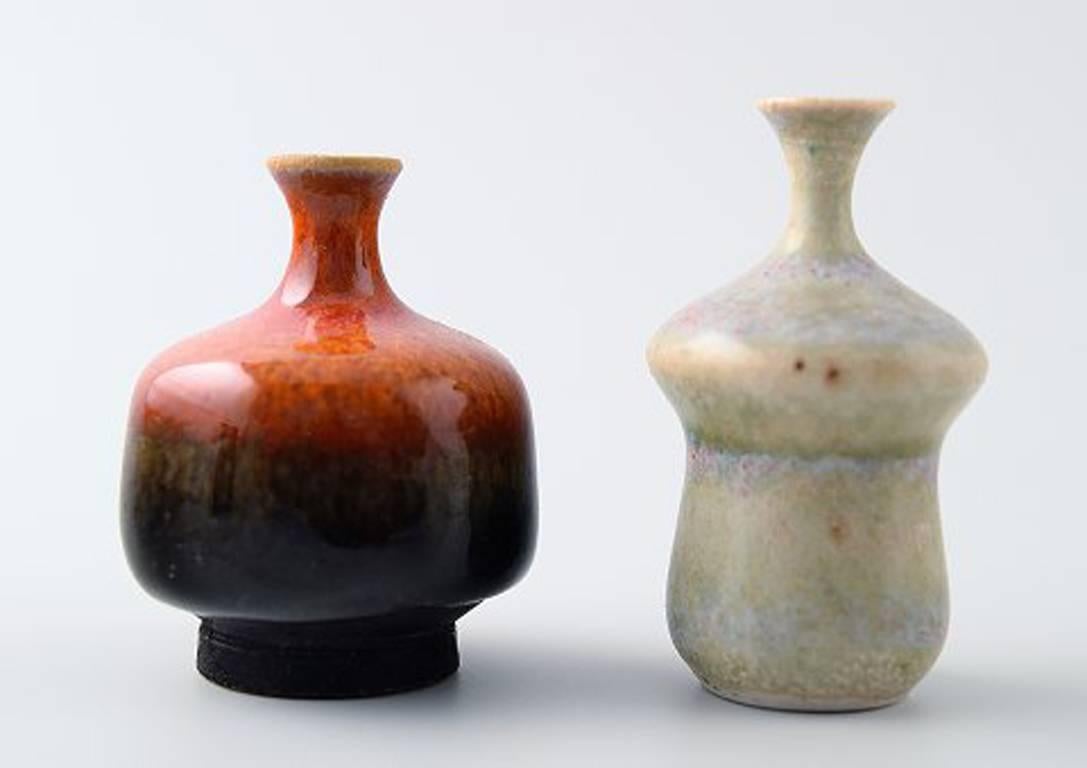 Danish Collection of Höganäs Miniature Vases, a Total of Seven Pieces