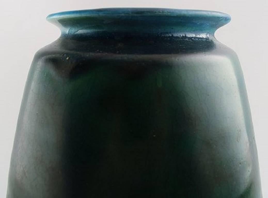 Art Deco Large Svend Hammershøi Glazed Stoneware Vase from Kähler, Denmark, 1930s