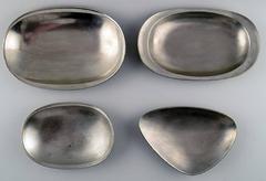 Just Andersen Art Deco Four Large Pewter Dishes or Platters
