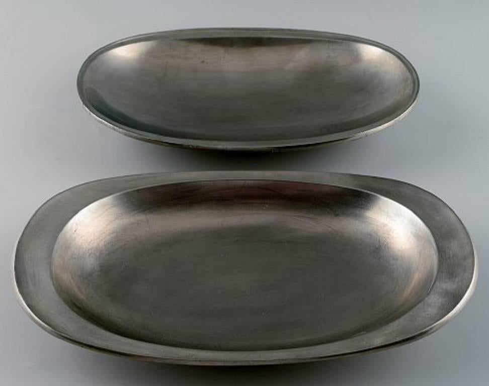 Danish Just Andersen Art Deco Four Large Pewter Dishes or Platters