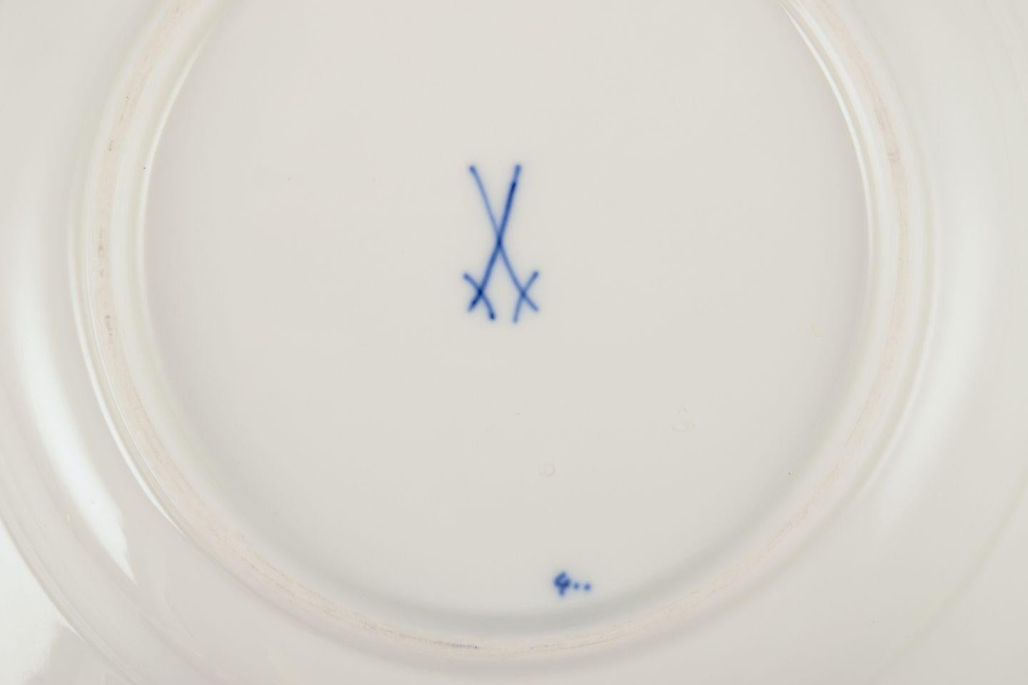 Porcelain Meissen, Germany. Set of six deep porcelain plates with 