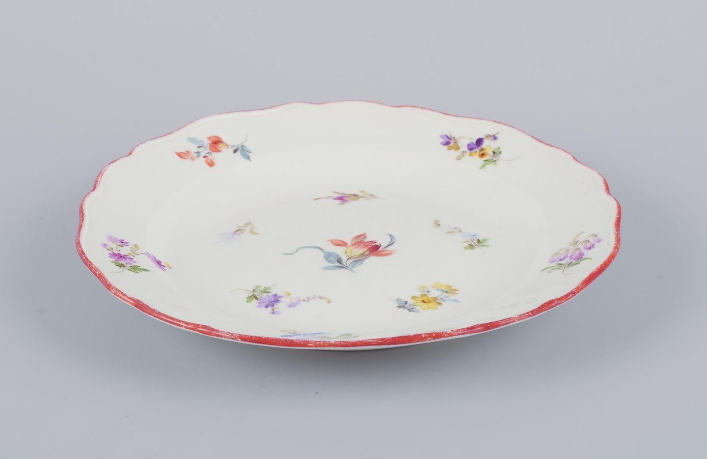 Pre-owned goods are exempt from import duties for U.S. customers. 
Therefore, no import tariffs will be applicable to your purchase.

Meissen, Germany.
A set of three small antique porcelain plates.
Hand-decorated with polychrome floral