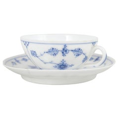 Royal Copenhagen. Antique Blue Fluted Plain demitasse cup with saucer, 1890s.