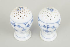Royal Copenhagen. Antique Blue Fluted Plain salt and pepper set, ca 1900