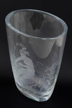 Nils Landberg für Orrefors. Seltene „Expo“-Vase aus Kristallglas. Datiert 1949