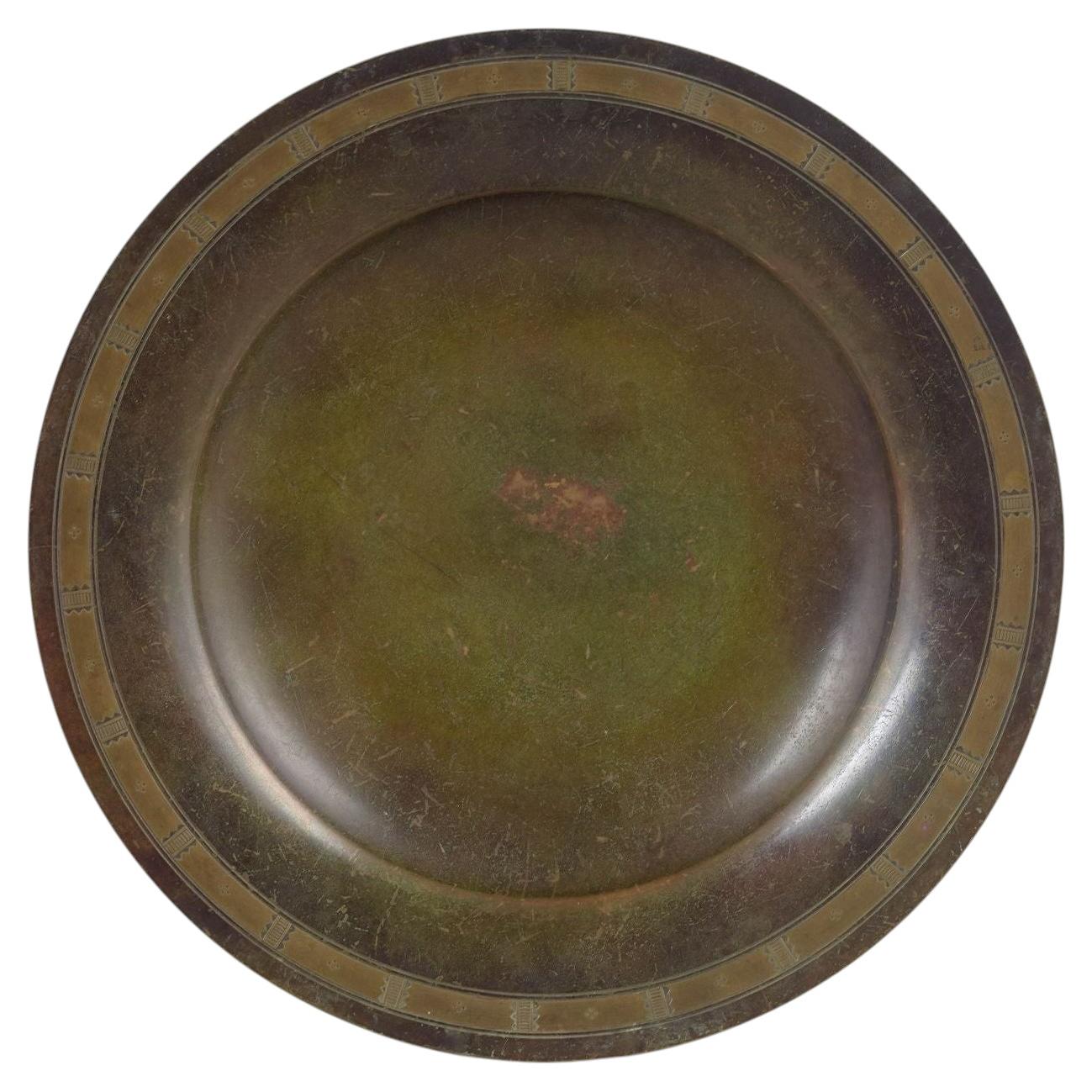 Just Andersen. Large round Art Deco dish in alloyed bronze, c. 1940s. For Sale