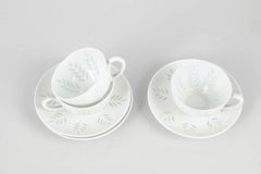 Friedl Holzer-Kjellberg, Arabia. 3 mocha cups & saucers. Rice grain porcelain.