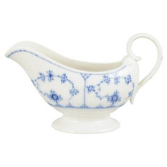 Royal Copenhagen. Blue Fluted Plain Small Butter Sauce Boat. Dated 1963