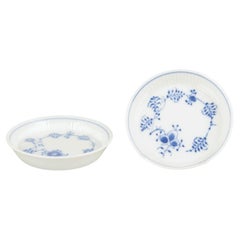 Royal Copenhagen. Blue Fluted Plain. Set of two bottle coasters, 1980s