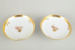 Royal Copenhagen Golden Basket. Pair of Porcelain Compotes, 1970/80s.