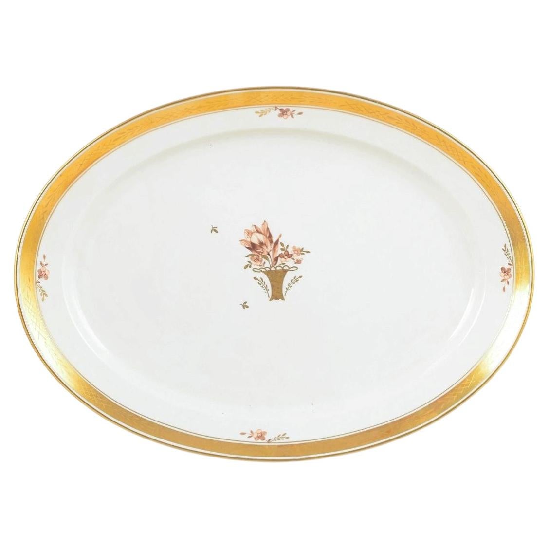 Royal Copenhagen Golden Basket. Large Oval Serving Platter in Porcelain.