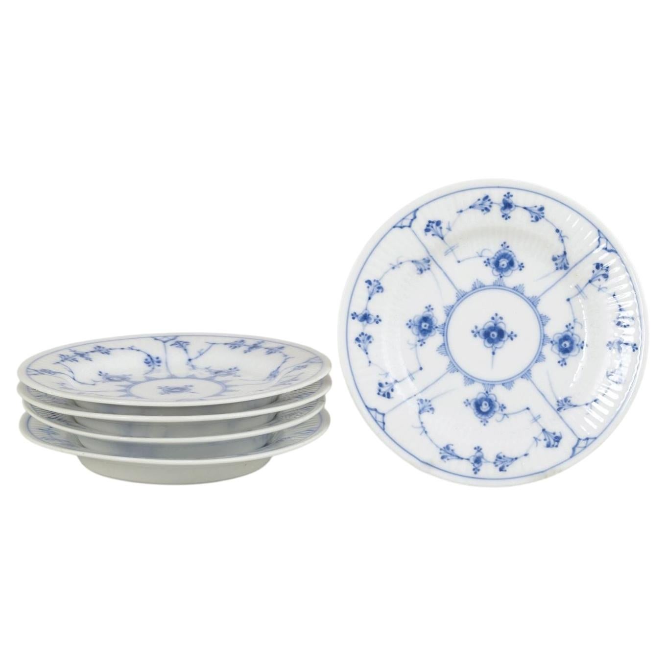 Royal Copenhagen, Blue Fluted Half Lace. Set of 5 porcelain plates, 1920s.