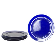 Scandinavian Art Glass. Set of 5 charger plates in deep cobalt-blue glass