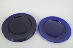 Scandinavian Art Glass. Set of 6 charger plates in deep cobalt-blue glass