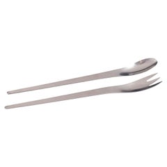 Arne Jacobsen for Anton Michelsen. Salad serving set in stainless steel.