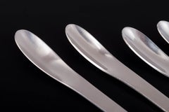 Arne Jacobsen for Anton Michelsen. Four demitasse spoons in stainless steel.