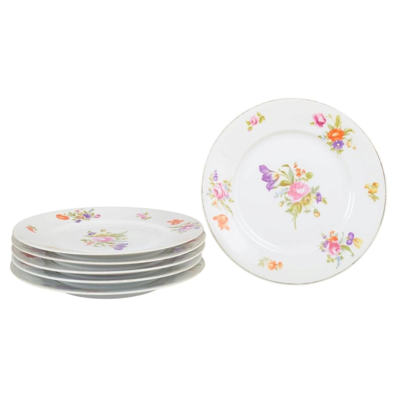 Rosenthal. Set of six porcelain dinner plates in Else pattern. 1930s For Sale