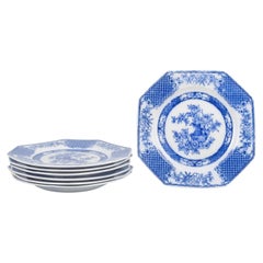 Rörstrand. Sette piatti da pranzo ottagonali in maiolica. Serie "Hoangho".