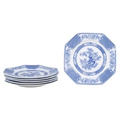 Rörstrand. Sei piatti da pranzo ottagonali in maiolica. Serie "Hoangho". Inizio del XX secolo