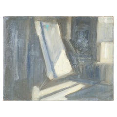 Robert Ladou, French artist. Oil on canvas. Modernist interior view. Mid-20th C.