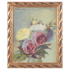 Matilda Meleniewska listed Polish artist. Oil on canvas. Floral still life, 1917