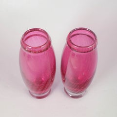 Chribska Glassworks. Set of two pink art glass vases, 1990s